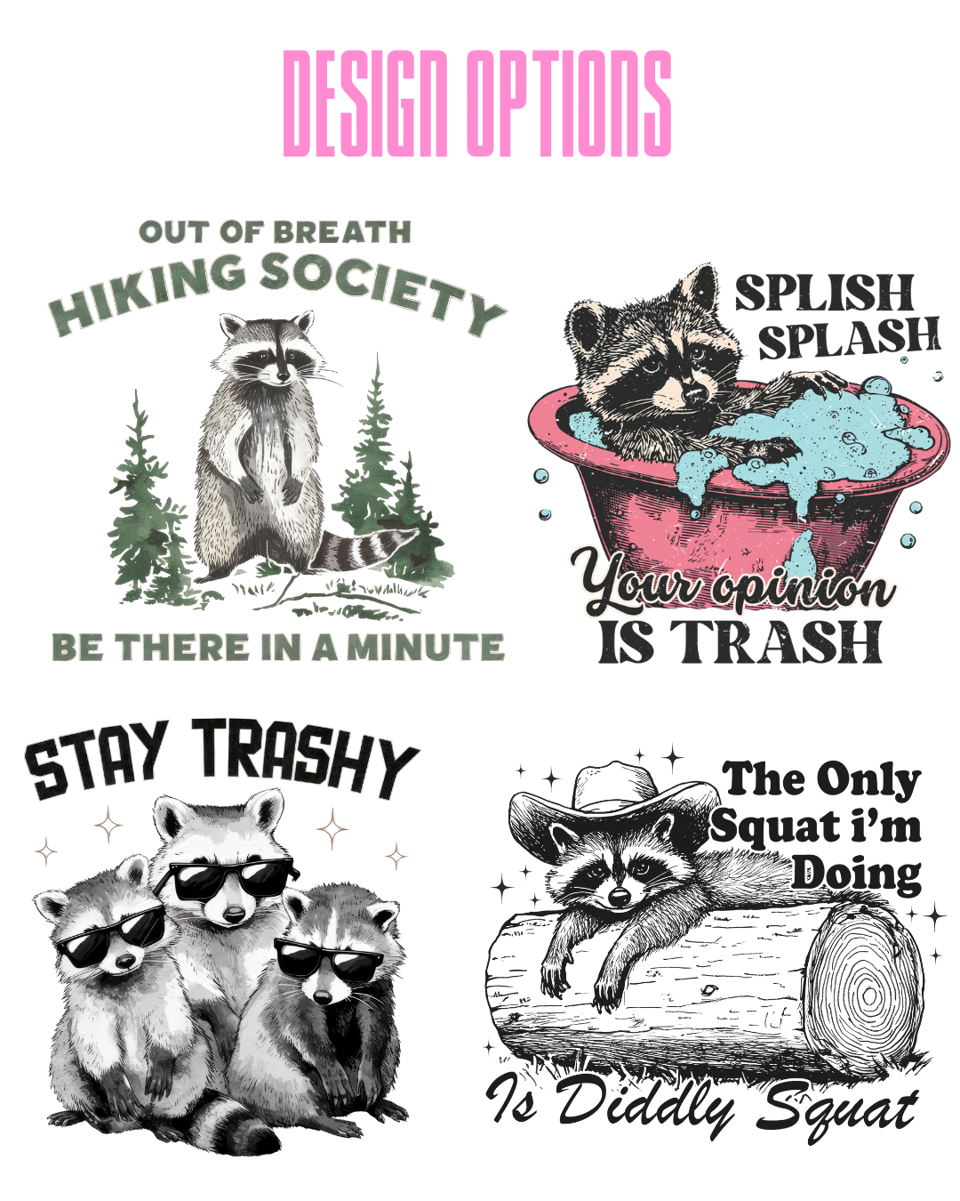 Snarky Racoon Glass Tumblers