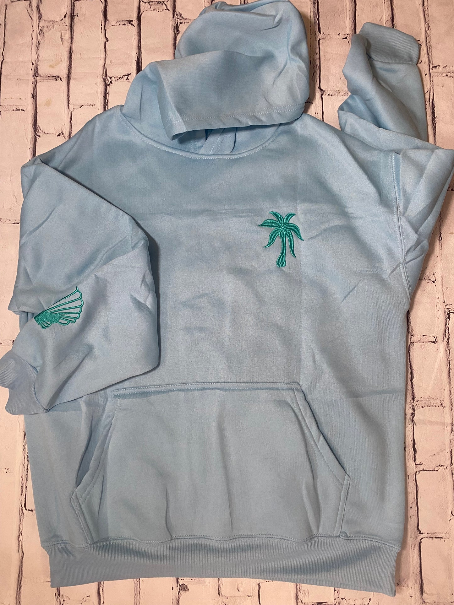Light Blue Palm Hoodie - Size Small