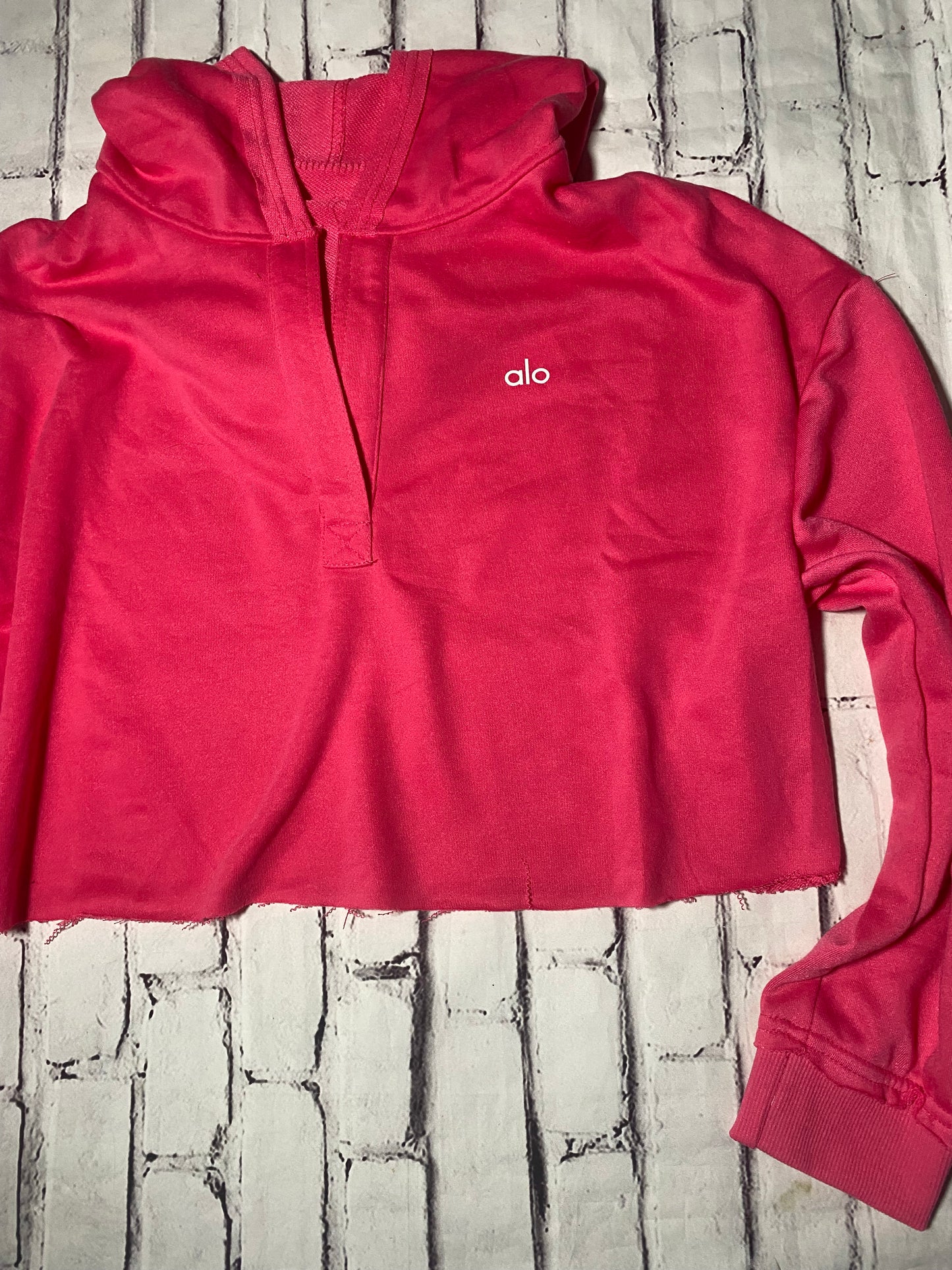Hot Pink Lightweight Hoodie - very cropped - size Women Large (fits as a medium)