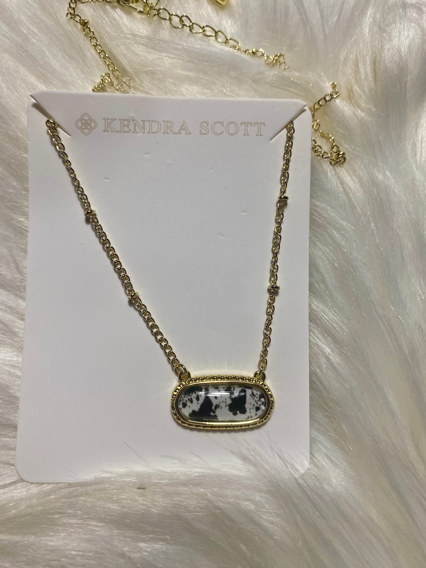 Gold Necklace with Cow Print
