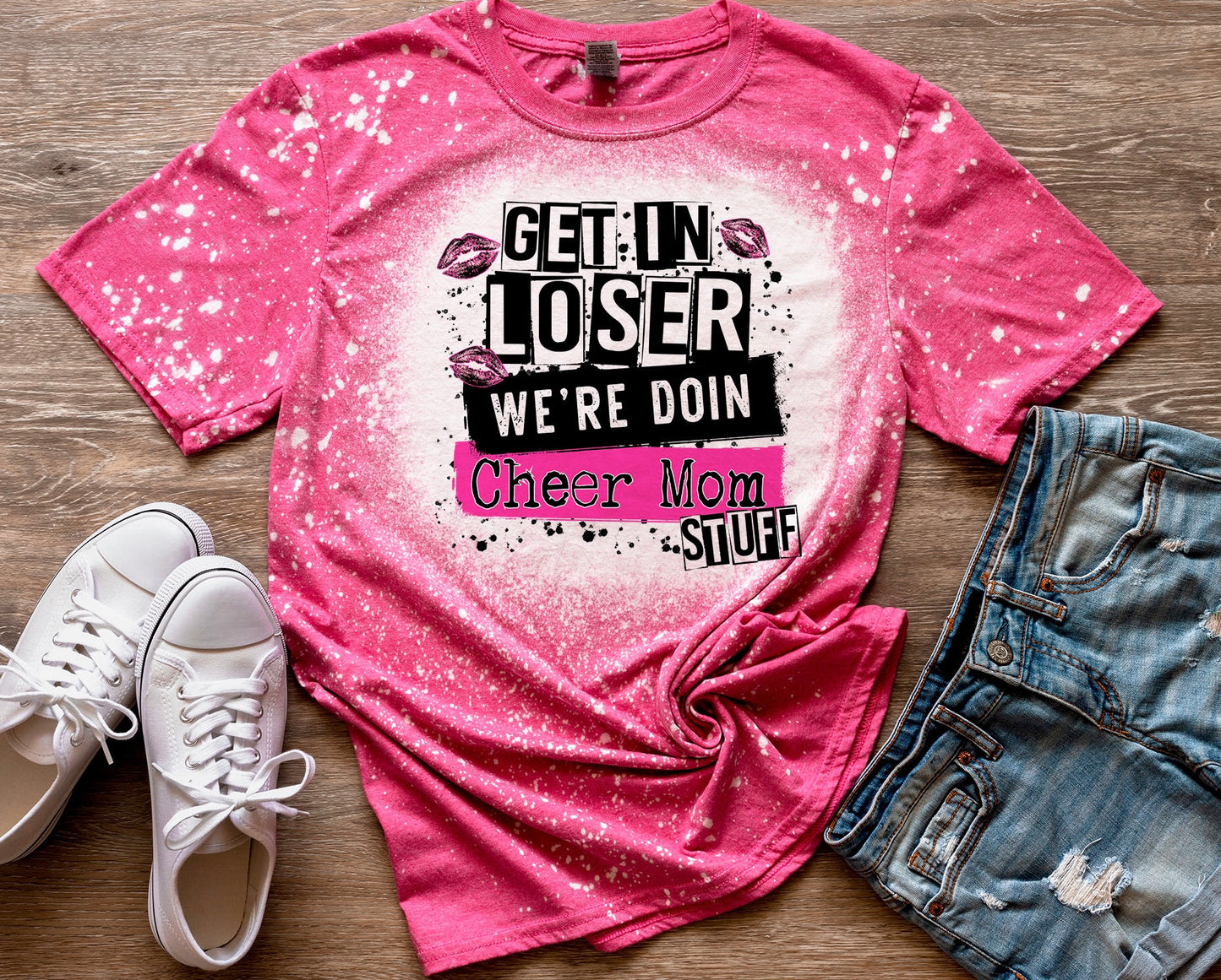 Cheer Mom Stuff Bleached Tee