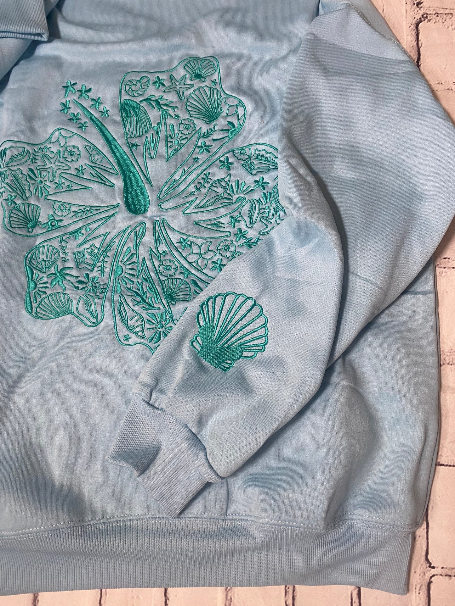 Light Blue Palm Hoodie - Size Small