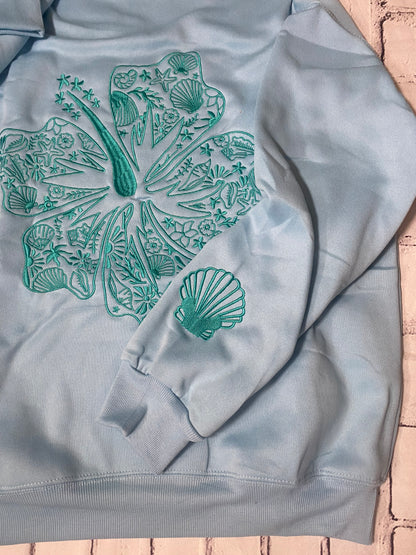 Light Blue Palm Hoodie - Size Small