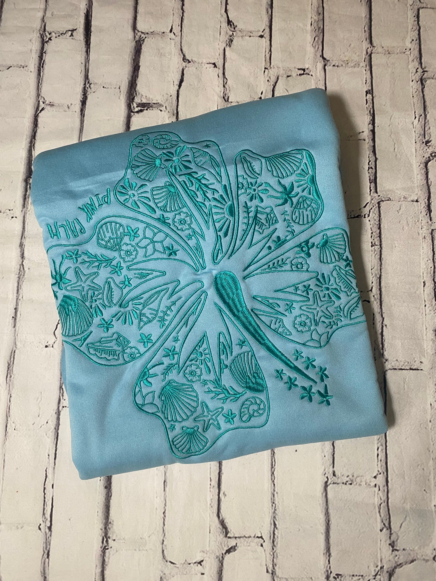 Light Blue Palm Hoodie - Size Small