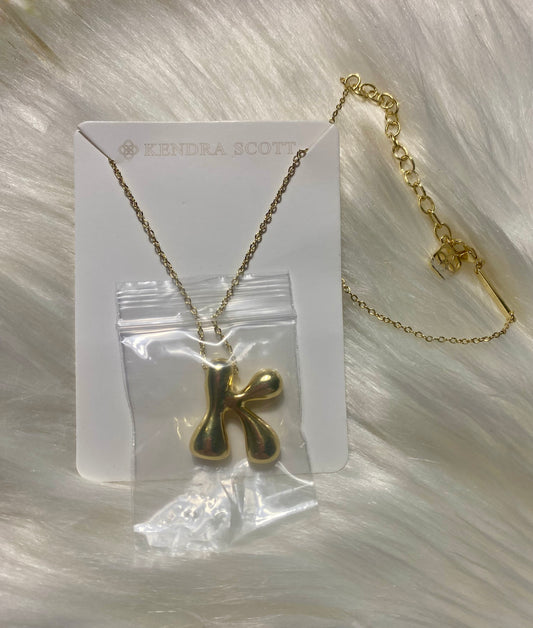 Gold Bubble Letter K Necklace