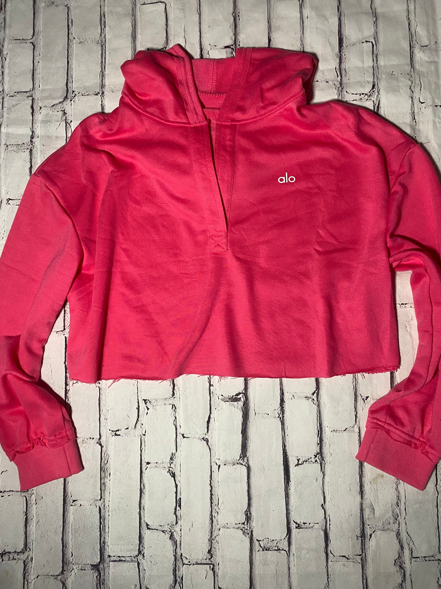 Hot Pink Lightweight Hoodie  - very cropped - size Women Large (fits as a medium)