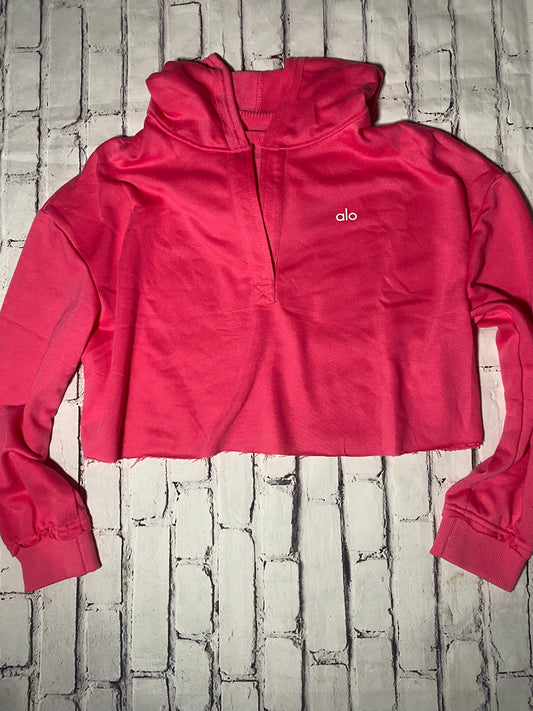 Hot Pink Lightweight Hoodie  - very cropped - size Women Large (fits as a medium)