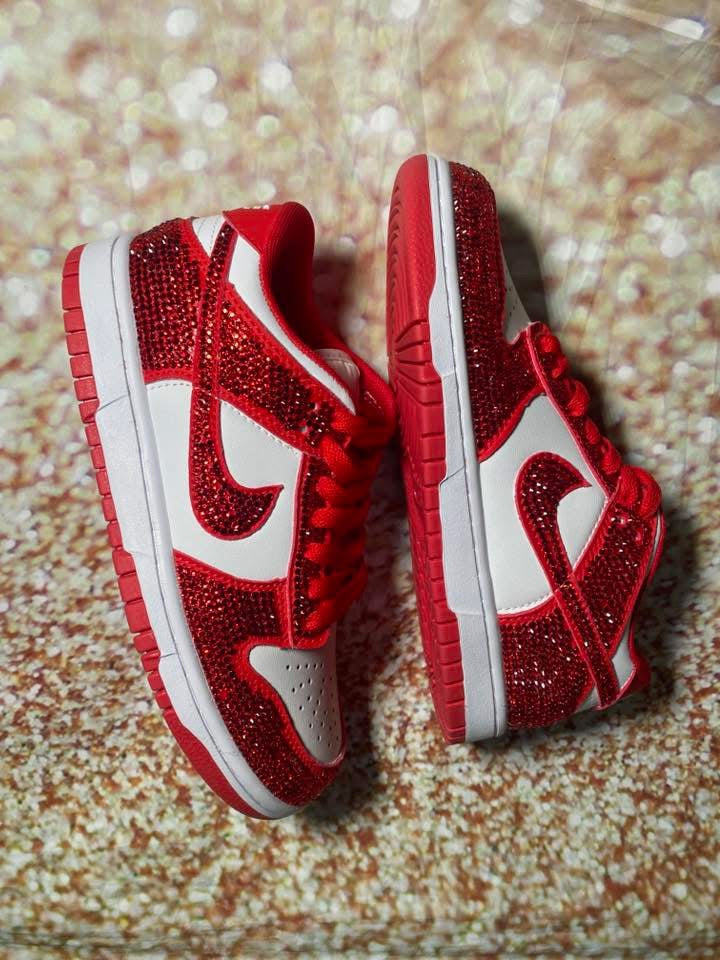 Red Rhinestone Sneakers Women size 7