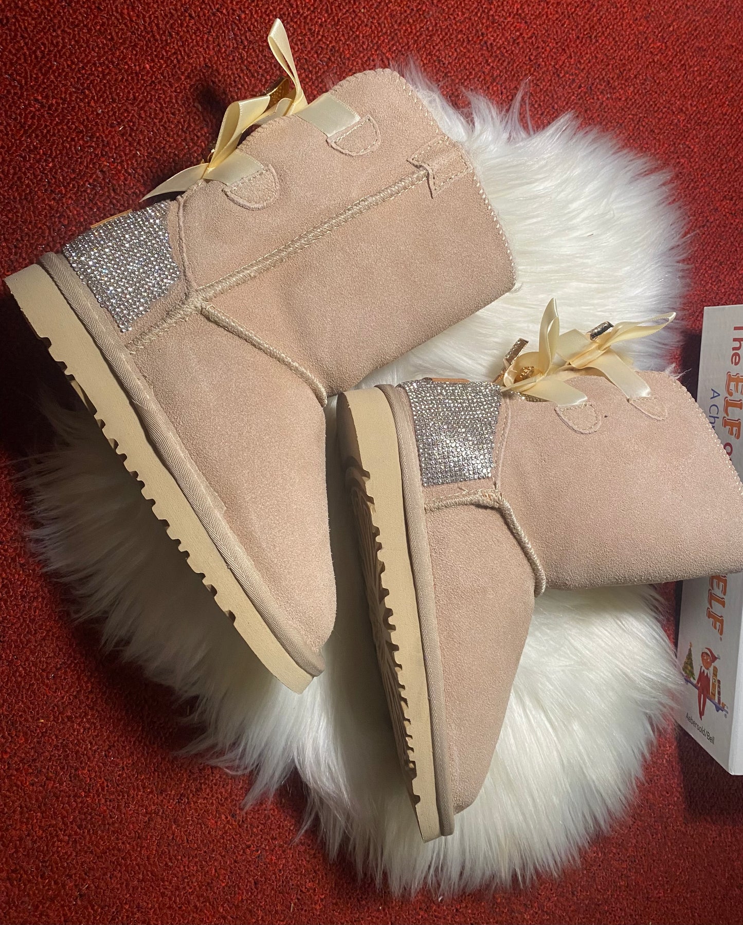 Youth 2Y Boots with Rhinestones & Bows (fits as 12-1Y)