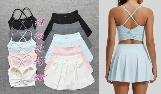Light Blue Alo Set with Skirt - Size XL (fits as a M/L)