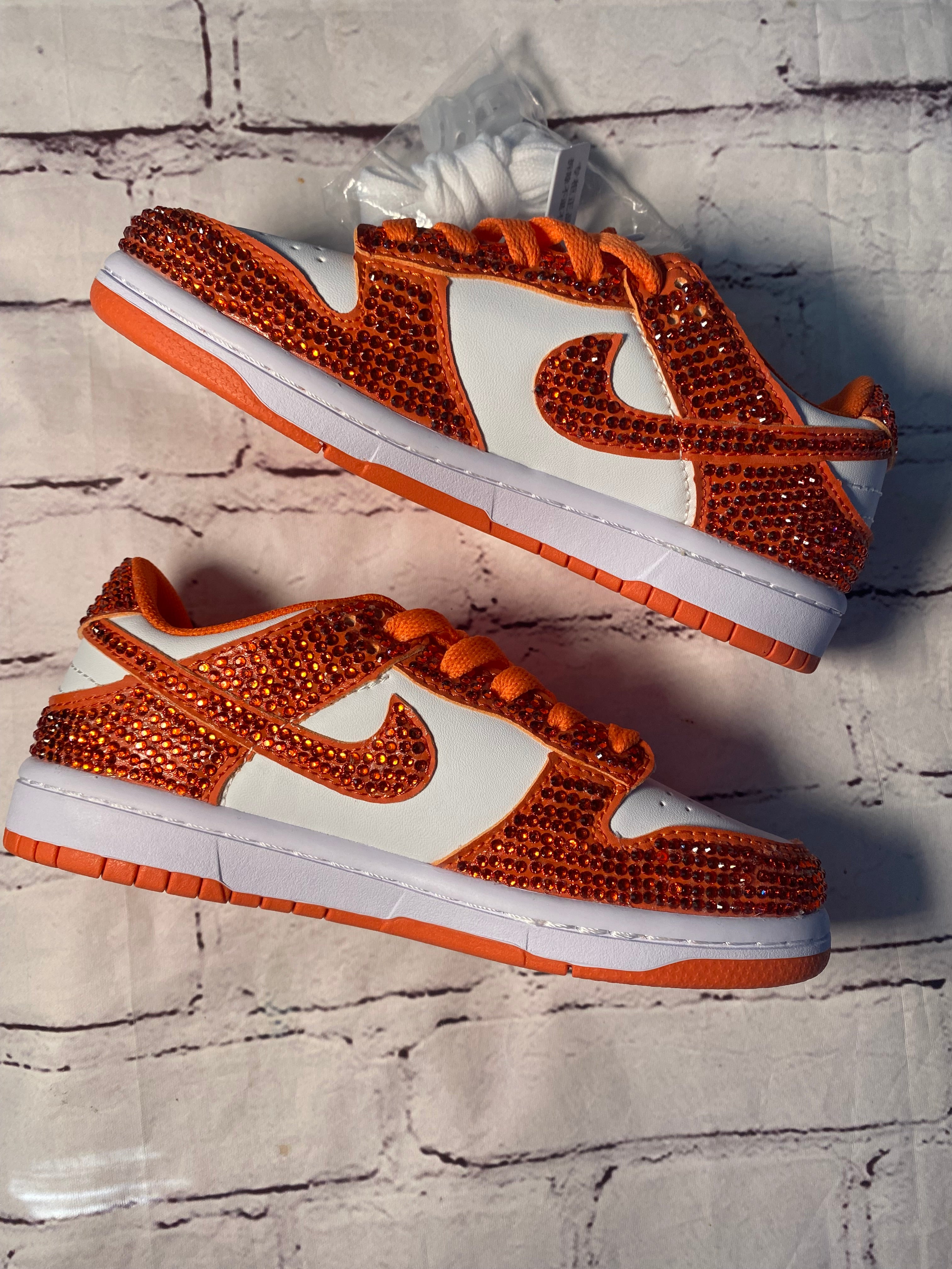 Orange Rhinestone Sneaker - Youth Size 1 – The Melo Cactus Printing Co