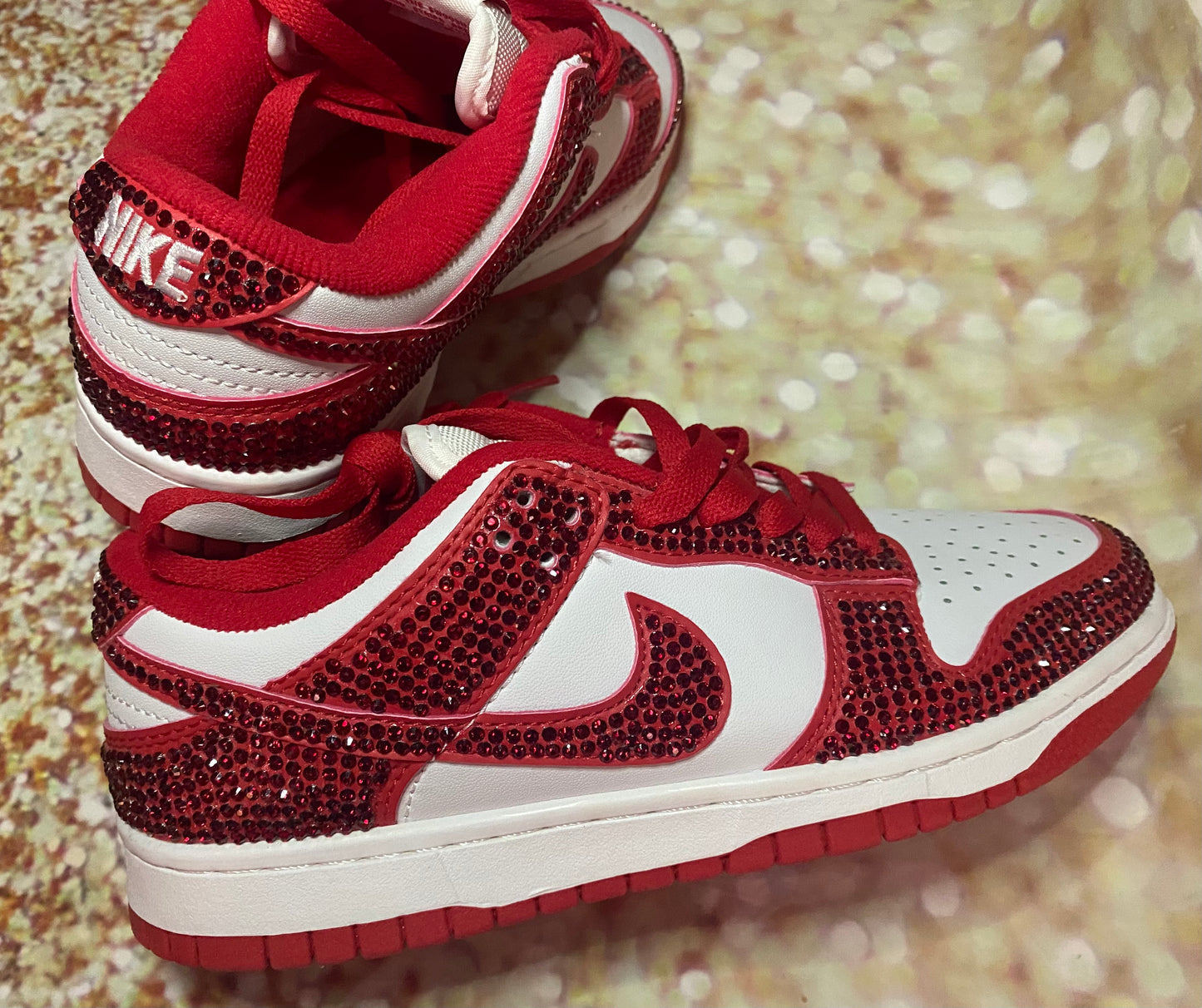 Red Rhinestone Sneaker Women Size 7