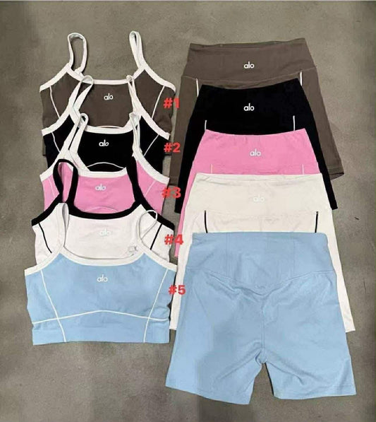 Black Alo Set - Biker Shorts and Bra - Women XL (fits as a M/L)