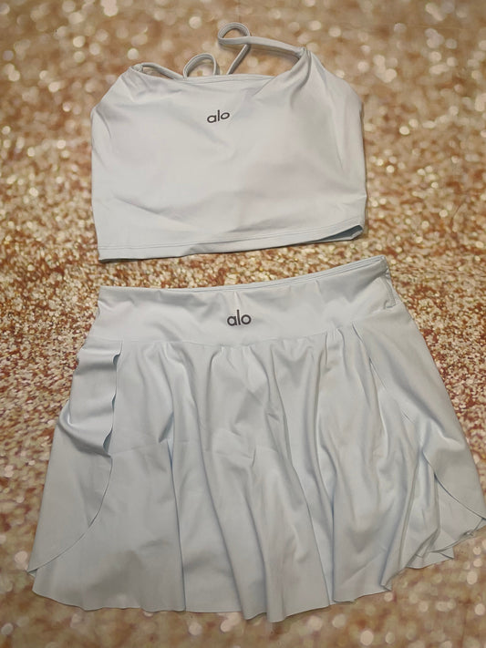 Light Blue Alo Set - Skort and Bra - Women XL (fits as a M/L)