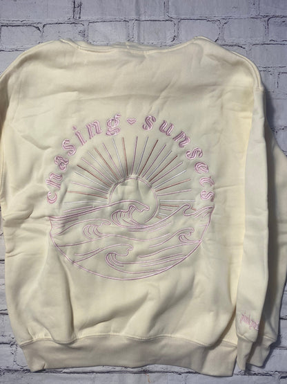 Pink Palm Embroidered Hoodie - Women Large