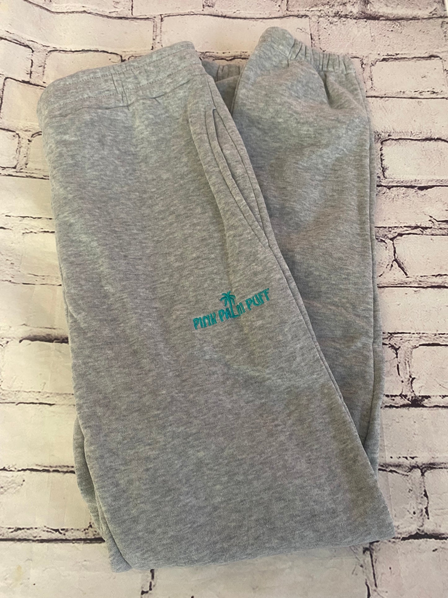 Gray Palm Embroidered Pants - size XS adult