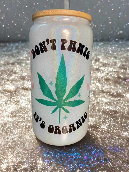 Don’t Panic It’s Organic Shimmer Glass Tumbler