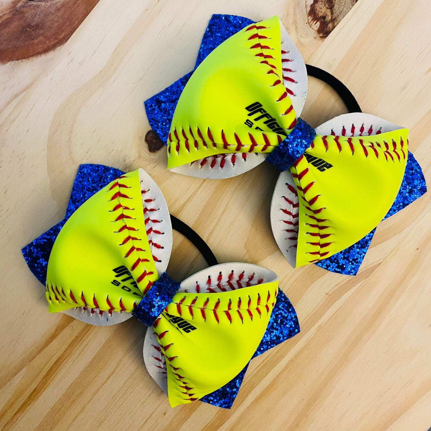 Handmade Softball/Baseball Glitter Bows