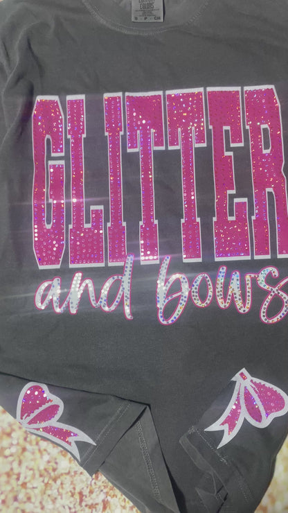 Glitter and Bows Spangle Shirt with side bow detail - Size Adult Small